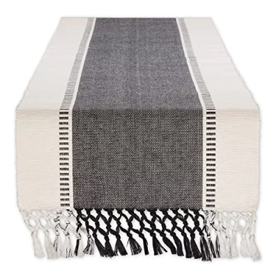 Abbildung von DII Dobby Stripe Gewebter Tischläufer, Baumwolle, schwarz, 13x72