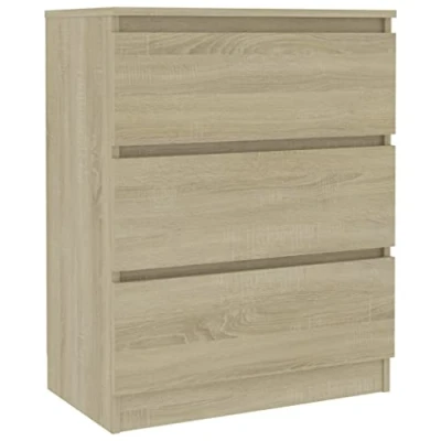 Abbildung von vidaXL Sideboard mit 3 Schubladen Kommode Anrichte Schrank Schubladenschrank Mehrzweckschrank Standschrank Sonoma Eiche 60x35x76cm Holzwerkstoff