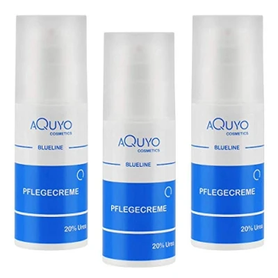 Abbildung von Blueline 20% Urea Creme, Schrundencreme für sehr trockene und verhornte Haut, Pflegecreme bei Schuppenflechte Neurodermitis, Hornhaut erweicher Hornhautentferner (3er Pack 3x 100ml)
