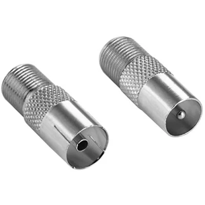 Abbildung von Poppstar 2X SAT Adapter Koax Antenne (F Buchse, 1x auf IEC Antennenstecker, Antennenbuchse), Coax Kupplung für Koaxialkabel Antennenkabel, silbern