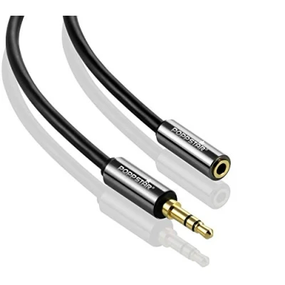 Abbildung von POPPSTAR 3m Audio Kabel Klinke (Klinkenkabel, 3,5mm Stecker auf Buchse, vergoldet), Verlängerungskabel für Kopfhörer, Smartphone, MP3 player, Auto Kfz Autoradio, schwarz