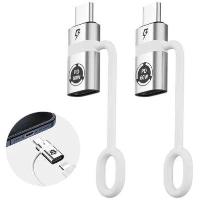 Abbildung von Lightning auf USB C Adapter, PD60W Schnellladung und Daten Stecker iOS weibliche kompatibel mit Phone 16/15/ Plus/Pro, unterstützt Keine Kopfhörer OTG Funktionen, Silber Farbe