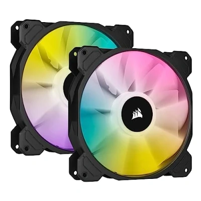 Abbildung von Corsair iCUE SP140 RGB ELITE Performance 140mm PWM Einzellüfter (CORSAIR AirGuide Technologie, acht ansteuerbare LEDs, leise 18 dBA, gesteuert, bis zu 1.200 U/min mit 115,7 m3/h) Weiß