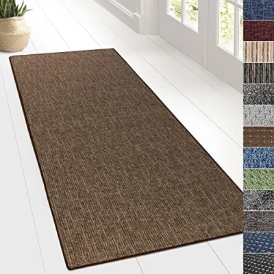 Abbildung von KARAT Teppich Läufer für Küche, Flur &amp; Wohnraum Teppichläufer auf Maß Meterware Flurteppich Küchenläufer Wohnzimmer (80 x 300 cm, Alto Braun)