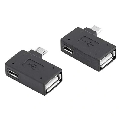 Abbildung von Lazmin 2er Pack USB 2.0 Adapter, Buchse auf Stecker Micro OTG Konverter 90 Grad Wechsler Adapter