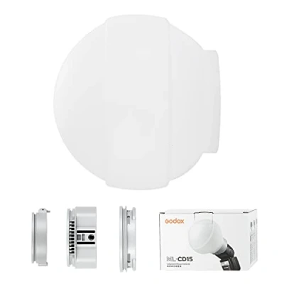 Abbildung von Godox ML CD15 Diffusor Dome mit 3 Adaptern, Faltbares Silikonmaterial, Blitzlichtdiffusoren, Kompatibel Halterung LDE Light ML30 ML60 und Flash V1 V860III V850III TT685II