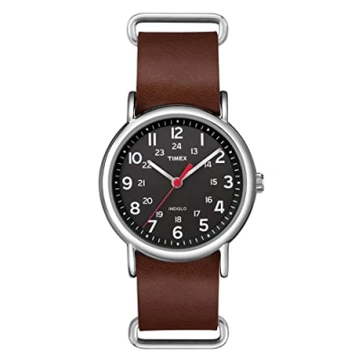 Abbildung von Timex Herren Quarz Uhr mit Leder Armband TW2R63100