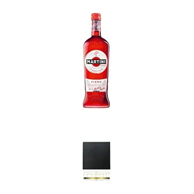 Abbildung von Martini Fiero Vermouth 1,0 Liter + Schiefer Glasuntersetzer eckig ca. 9,5 cm Durchmesser
