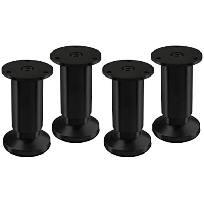 Abbildung von 4er Set Möbelfüße ALPHA verstellbar Schrankbeine schwarz eloxiert, belastbar bis 250 Kg, Höhe: 100 mm von SO TECH