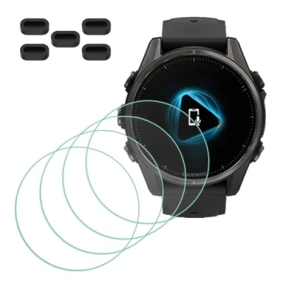 Abbildung von MTHGH Schutzfolie für Garmin fenix 8 43mm Sapphire Smartwatch Displayschutzfolie [4 Stück] + Anti Staub Stecker 5 Stück, Glas 9H Härte Kratzer Blasenfreie Ultradünne Panzerfolie
