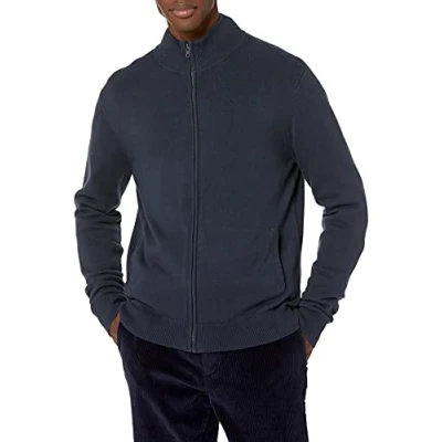 Abbildung von Amazon Essentials Herren Pullover mit durchgehendem Reißverschluss, Marineblau, XXL