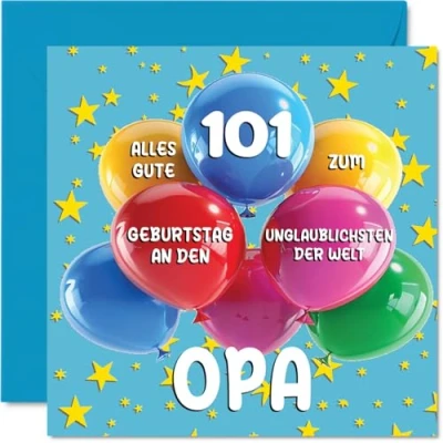 Abbildung von Stuff4 101. Geburtstagskarte Opa Unglaublichsten der Welt Geburtstagskarten für 101 Jahre von Enkel Enkelin, 145mm Geburtstag Glückwunschkarten