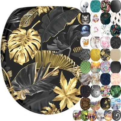Abbildung von Sanilo WC Sitz Golden Leaves, mit Absenkautomatik, BxL: 37,7 x 42,0 47,0 cm
