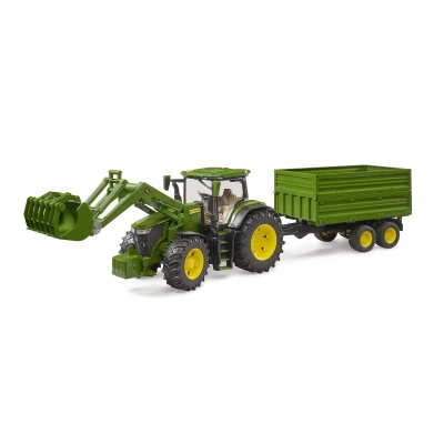 Abbildung von Bruder Traktor John Deere 7R 350 mit Lader und Hänger 1:16