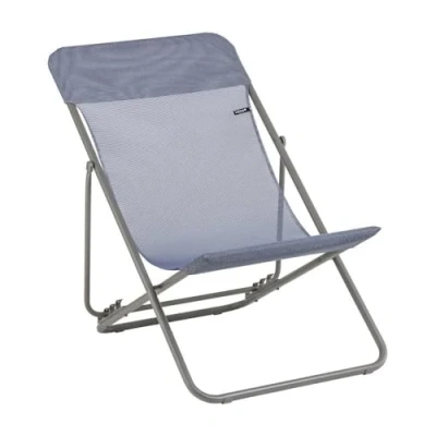Abbildung von LAFUMA MOBILIER Mehrpositions Liegestuhl MAXI TRANSAT Widerstandsfähiges Batyline Gewebe Faltbarer für Terrasse und Garten 4 Positionen, Höchster Komfort, Frankreich Blau Ozean