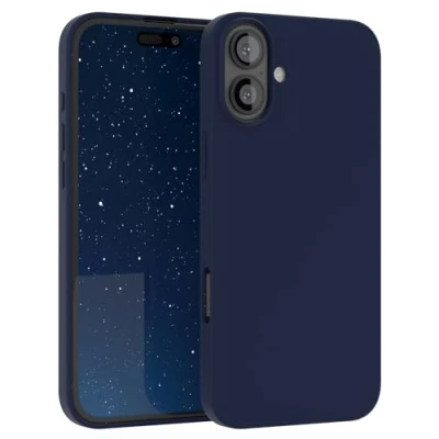 Abbildung von EAZY CASE Premium Silikon Handyhülle kompatibel mit iPhone 16 Plus Slimcover Kameraschutz und Innenfutter, Silikonhülle, Schutzhülle, Bumper, Handy Case, Hülle, Softcase, Nacht Blau