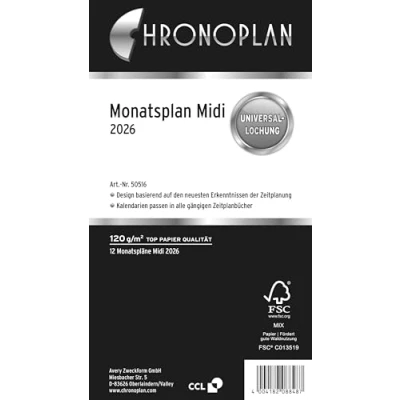 Abbildung von Chronoplan Monatsplan Midi Kalendarium 2016 weiß