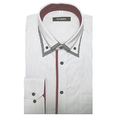 Abbildung von Huber Hemden Langarmhemd HU 0446 Button Down, Doppelkragen, Regular Fit gerader Schnitt, Made in EU
