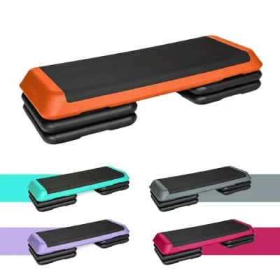 Abbildung von TREXO Aerobic Exercise Stepper für Zuhause und Cardio Fitness Verstellbare Höhe 10 15 20 cm Großes Steppbrett 109 x 41 Langlebige, hochwertige Materialien Training bis zu 250 kg ORANGE