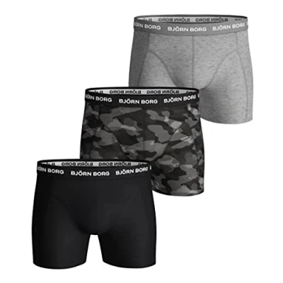 Abbildung von Björn Borg 9999 1132 90651 Cotton Stretch Boxer 3p Men&#039;s Schwarz, Melange, Druck XL