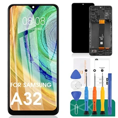 Abbildung von für Samsung Galaxy A32 5G 2021 LCD Bildschirm Ersatz A326 Display SM A326B Touch Digitizer Assembly A326U, A326W Reparaturset (schwarz mit Rahmen)