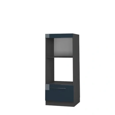 Abbildung von Vicco Mikrowellenumbauschrank Fame Line, Dunkelblau Hochglanz/Anthrazit, 60 cm offen