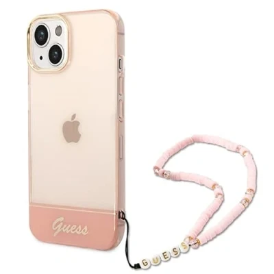 Abbildung von Guess GUHCP14SHGCOHP hülle für iPhone 14 6,1&quot; rosa/pink hardcase Translucent Pearl Strap
