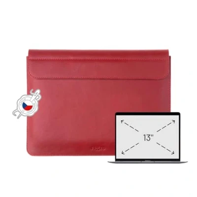 Abbildung von FIXED Oxford Lederhülle für MacBook Air 13 Zoll Retina: Handgefertigte Laptoptasche aus italienischem Rindsleder, mit Magnetverschluss und weichem Innenfutter, Hülle iPad, Rot