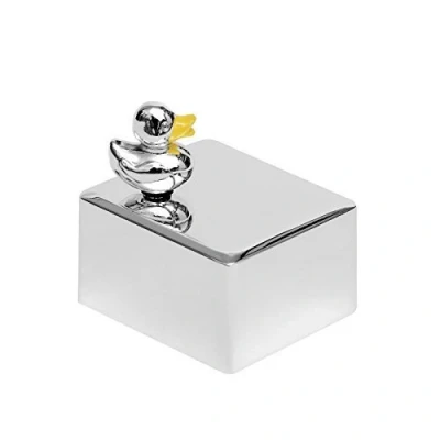 Abbildung von Spieluhr Für Baby Design Ente Versilbert Gravur Mädchen Junge Tier Schlaflied Einschlafen Drehuhr Brillibrum Geschenke Kinder Geschenkidee (Spieluhr mit bis 15 Zeichen)