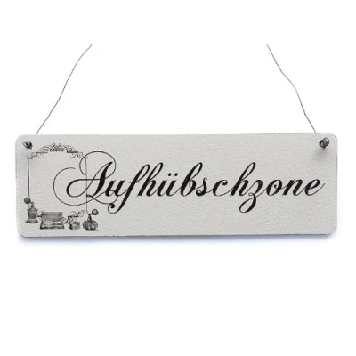 Abbildung von Interluxe Shabby Vintage Schild Türschild Dekoschild AUFHÜBSCHZONE Holzschild Landhaus Impression