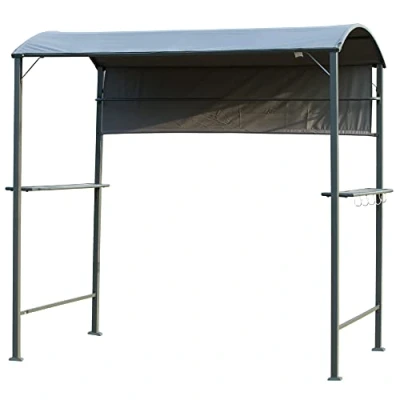 Abbildung von Grillpavillon mit Flammschutzdach und 2 Ablagen Polyester Schwarz 218 x 138 216 cm
