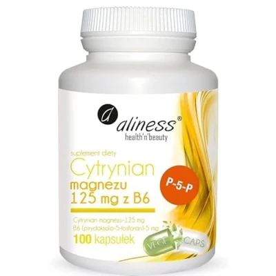Abbildung von Magnesiumcitrat 125 mg + Vitamin B6 P 5P 5 100 Kapseln Aliness