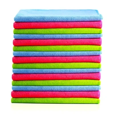 Abbildung von Glart Fusselfreie Mikrofaser Auto Reinigungstücher, weich, saugfähig und lackschonend, 40 x cm Blau, Grün, Rosa (15er Pack)