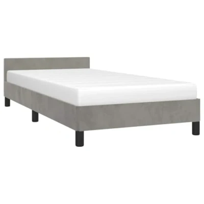 Abbildung von vidaXL Bettgestell mit Kopfteil, Bettrahmen Lattenrost, Bett Polsterbett Stützbeinen, Schlafzimmerbett Einzelbett, Hellgrau 90x200cm Samt
