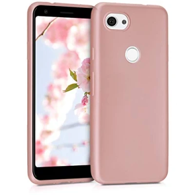 Abbildung von kwmobile Case kompatibel mit Google Pixel 3a Hülle Schutzhülle aus Silikon metallisch schimmernd Handyhülle Metallic Rosegold