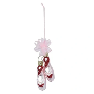 Abbildung von Christbaumschmuck Ballettschuhe 7cm Glas Figur zum Aufhängen mundgeblasen &amp; handbemalt Weihnachtsbaum Anhänger für Weihnachten Christbaumanhänger Weihnachtsbaumschmuck Ballerina Rosa