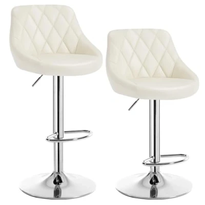 Abbildung von WOLTU BH23cm 2 Barhocker Tresenhocker, Gute gepolstert, Kunstleder, Höhenverstellbar, Drehbar, 11 Farben, x Hocker, Creme