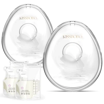 Abbildung von Muttermilch Sammler Set (2er Pack) mit 20 Stück Muttermilchbeutel, Auslaufsicheres Design, Ideal für unterwegs, Arbeit und Zuhause Weich bequem, schützt vor Brustschmerzen BPA frei