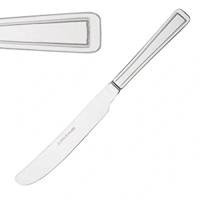 Abbildung von Olympia Harley Tafelmesser aus Edelstahl (12er Pack), Silber, 230 (L) mm, Set, hochglanzpolierter 18/0 Edelstahl, Doppelstufengriff Design, gewerbliche und private Nutzung, D690