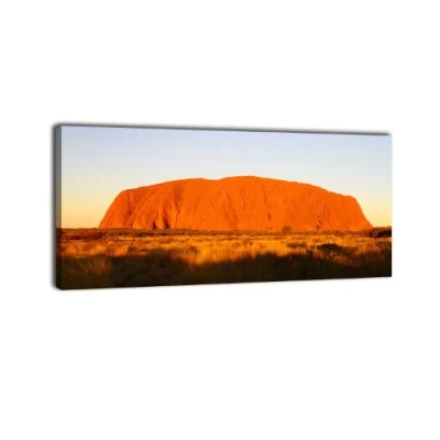 Abbildung von wandmotiv24 Leinwandbild Panorama Nr. 149 Ayers Rock Sunset 100x40cm, Keilrahmenbild, Bild auf Leinwand, Australien Outback Uluru
