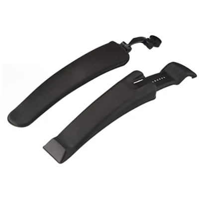 Abbildung von FISCHER Fahrrad MTB Spritzschutz Set vorne und hinten anschraubbar mit Winkelanpassung breite Bauform schwarz 24 26 Zoll