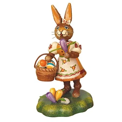 Abbildung von Hubrig Volkskunst Zschorlau Erzgebirge Osterhase Hasenmutter mit Krokus