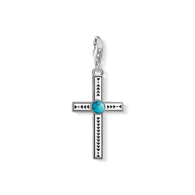 Abbildung von Thomas SABO Ethno Kreuz Anhänger, Größe: One Size, Silver/turquoise