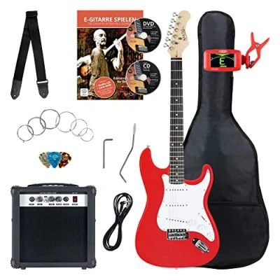 Abbildung von Rocktile E Gitarre ST Pack Komplettset Ideal für kommende Gitarren Stars!, Komplettset, inkl. 10 Watt (RMS) Verstärker und Stimmgerät