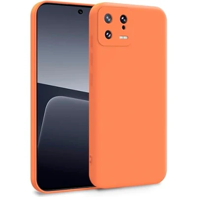 Abbildung von MyGadget Silikon Hülle kompatibel mit Xiaomi 13 5G Zweilagige Handyhülle Kameraschutz Cover Innenfutter &amp; außen Orange