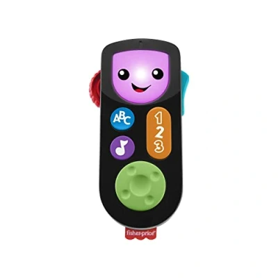 Abbildung von Fisher Price Lernspaß Smart TV Fernbedienung elektronische Spielzeug mit Lerninhalten, Lichtern und 20+ Liedern, fördert Feinmotorik, spricht deutsch, ab 6 Monaten, HGY50