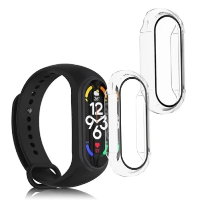 Abbildung von kwmobile 2X Cover kompatibel mit Xiaomi Mi Band 7 Hülle Fullbody Fitnesstracker Case Set aus Glas Transparent