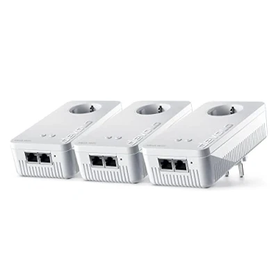 Abbildung von devolo Mesh WiFi Adapter, WLAN 2 Multiroom Kit bis zu 1.200 Mbit/s, Netzwerk, 6x Gigabit LAN Anschluss, Steckdose, dLAN 2.0, weiß