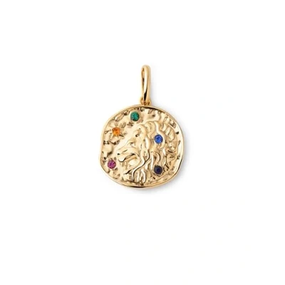 Abbildung von SINGULARU Charm Organic Colors Zodiac Löwe Anhänger aus Sterlingsilber mit 18Kt vergoldetem Finish kombinierbar Halskette Damenschmuck