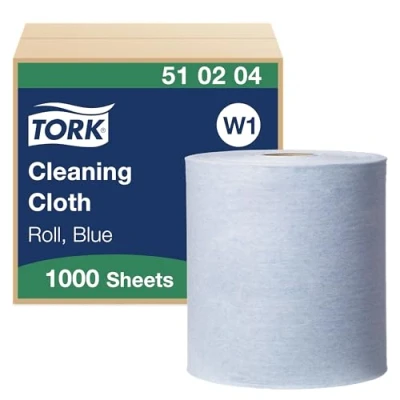 Abbildung von Tork 510204 Reinigungstücher für W1 Bodenständer und Wandhalter System / 1 lagige Putzrolle in Blau Weich, flexibel &amp; strapazierfähig Premium Qualität x 380 m